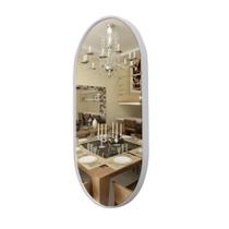 Espelho Oval Com Moldura Sala Banheiro Grande 76Cm Couro - VSA