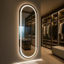 Espelho Oval Corpo Inteiro 170x70cm LED 3 Cores Jateado Para Quarto Sala Banheiro Salão Lopazzi Espelho Oval Corpo Inteiro 170x70cm LED 3 Cores Jateado Para Quarto Sala Banheiro Salão Lopazzi