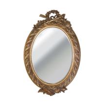 Espelho Oval Cristal Bisotê Moldura Dourada Envelhecido Luxo
