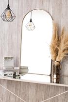 Espelho Oval Decorativo Base reta Janela Moldura 100x50cm Metal