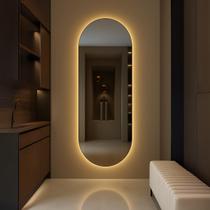 Espelho Oval Grande 150x40 Decoração Corpo Inteiro com LED - Luz fria e Luz quente - Lopazzi