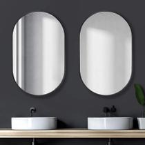 Espelho Oval Grande 80x50 com Moldura de Metal p/ Quarto Sala Banheiro - Lopazzi