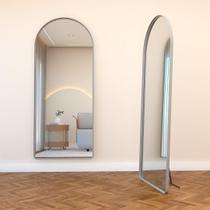 Espelho Oval Grande com Base Reta 150x60 Suporte de Chão Corpo Inteiro - Moldura de metal