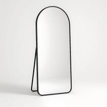 Espelho Oval Grande com Base Reta 170x70 Suporte de Chão Corpo Inteiro Moldura de metal