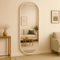 Espelho Oval Grande Corpo Inteiro 150x50cm Com Moldura Alumínio Para Quarto Sala Decorativo Espelho Oval Grande Corpo Inteiro 150x50cm Com Moldura Alumínio Para Quarto Sala Decorativo
