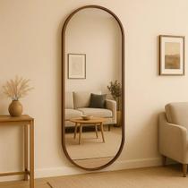 Espelho Oval Grande Corpo Inteiro 150x50cm Com Moldura Alumínio Para Quarto Sala Decorativo