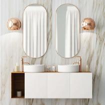 Espelho Oval Grande Decorativo 115x50 com Moldura em Metal - Lopazzi
