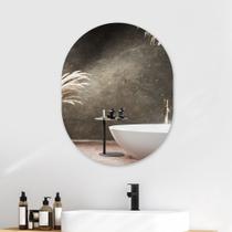 Espelho Oval Grande Lapidado Decorativo Moderno Sala Banheiro Quarto