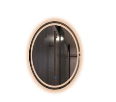 Espelho Oval Iluminado Jateado Led 80cm Luxes Tecla Touch Moderno Sala/ Quarto/ Banheiro Parede