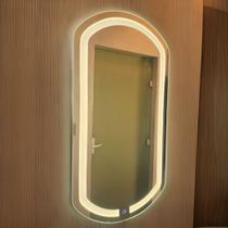 Espelho Oval Jateado Transparência LED Frontal Luz Botão Touch Por Toque Duas Opções De Cor Espelho Oval Jateado Transparência LED Frontal Luz Botão Touch Por Toque Duas Opções De Cor