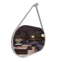 Espelho Oval Lavabo com Alça Horizontal Couro 76x43