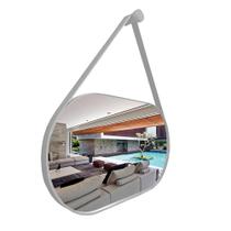 Espelho Oval Lavabo com Alça Horizontal Couro Decorativo Espelho Oval Lavabo com Alça Horizontal Couro Decorativo