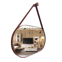 Espelho Oval Lavabo com Alça Horizontal Couro