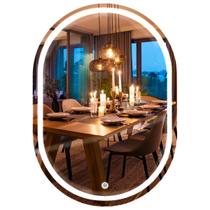 Espelho oval Led 80x60 Jateado Touch prime Luxo Moderno