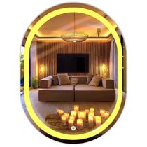 Espelho oval Led 80x60 Jateado Touch prime Luxo Moderno Espelho oval Led 80x60 Jateado Touch prime Luxo Moderno