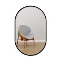 Espelho Oval moldura filete preta 50x80 cm