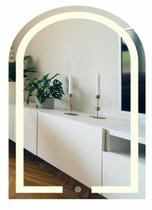 Espelho Oval Penteadeira 3 tons de Led, Jateado Botão Touch e Fonte Slin Vária Medidas Janelinha