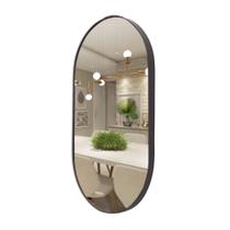 Espelho Oval Redondo Banheiro Sala Parede Grande Preto 76 Cm