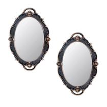 Espelho oval suspenso vintage Eaoundm 37x25cm (marrom, 2 unidades)