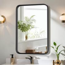 Espelho para banheiro Atilioo 76 x 56 cm com moldura de metal preta