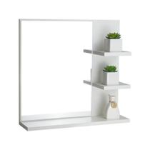 Espelho para Banheiro com Armário Branco Viena 45cm - Mercado das Prateleiras