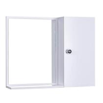 Espelho para Banheiro com Armário cor Branco com Porta Fechamento Lento Espelho para Banheiro com Armário cor Branco com Porta Fechamento Lento