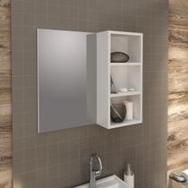 Espelho para Banheiro Suspenso 60cm com 3 Nichos MDP Branco Tecnomobili