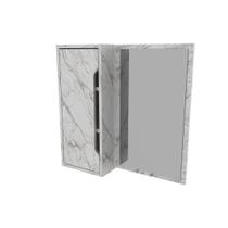 Espelho para Banheiro Suspenso com 1 Porta e 3 Prateleiras Internas MDP Marmore/Branco Tecnomobili