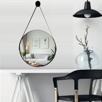 Espelho Para Banheiro Suspenso Com Alça 40cm Diâmetro Acompanha Gancho Suporte