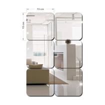 Espelho Para Decoração Para Quarto Sala Quadrados - 6 unidades - Papel e Parede Adesivos