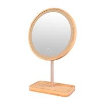 Espelho para Maquiagem De Mesa Bambu de Madeira Com Luz em 3 Tons Espelho para Maquiagem De Mesa Bambu de Madeira Com Luz em 3 Tons