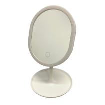Espelho Para Maquiagem de Mesa Oval Com Luz Led Touch Recarregavel Branca