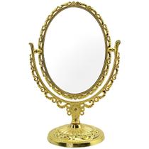 Espelho Para Maquiagem Dupla Face Princesa De Mesa Oval Dourado Espelho Para Maquiagem Dupla Face Princesa De Mesa Oval Dourado
