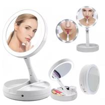 Espelho Para Mulheres Redondo com Led Usb Recarregável Pilha Espelho Para Mulheres Redondo com Led Usb Recarregável Pilha