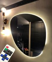 Espelho Para Sala 80cm Com Led Branco Quente e Controle - V.A Decor