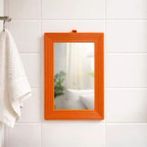 Espelho Parede Moldura Plástica Laranja Banheiro Lavabo Quarto Diversos Tamanhos Multiuso