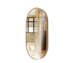 Espelho Parede Oval Moldura Couro Para Sala Quarto Banheiro