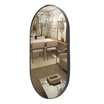 Espelho Parede Oval Moldura Couro Para Sala Quarto Banheiro - Ornamo Decor