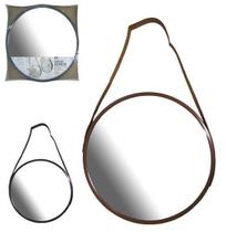 Espelho Pendurar Emoldurado Redondo Decorativo + Alca 45Cm