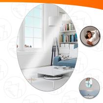 Espelho Placa Adesivo 30x40 Oval Acrílico Sala Banheiro Decorativo