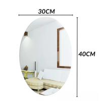 Espelho Placa Oval Redondo 30x40cm Com Adesivo Auto Colante Decorativo