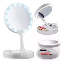 Espelho Portatil Com Led Dobrável Lente De Aumento 10x usb - Mirror
