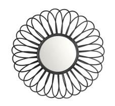 Espelho preto em rattan estilo mandala Espelho preto em rattan estilo mandala