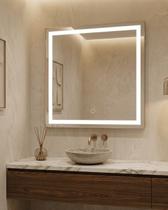 Espelho Quadrado 60x60cm Borda Infinita Jateado com LED Branco Neutro Espelho Quadrado 60x60cm Borda Infinita Jateado com LED Branco Neutro