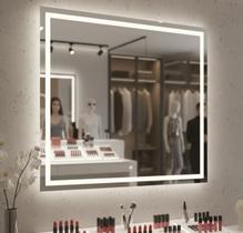 Espelho Quadrado 70x70 Jateado com Led 3 cores e Touch para Banheiro
