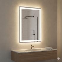 Espelho Quadrado 80x80 cm Jateado Lapidado Luz Led SEnsor Touch Espelho Quadrado 80x80 cm Jateado Lapidado Luz Led SEnsor Touch