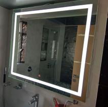 Espelho quadrado com touch led 6500k embutido 0,80x0,80