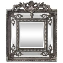 Espelho Quadrado Cristal Bisotê Moldura Classico Prata Luxo Espelho Quadrado Cristal Bisotê Moldura Classico Prata Luxo