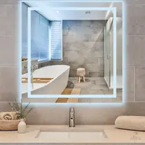 Espelho Quadrado Emoldurado Led Touch Luxo 70x70cm Mr-bh004 Alira Home Espelho Quadrado Emoldurado Led Touch Luxo 70x70cm Mr-bh004 Alira Home