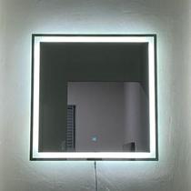 Espelho Quadrado Gigante Jateado Iluminado com Led Botao Touch + Fonte Decoração Camarim Maquiagem